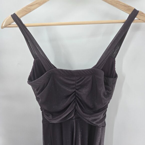 Vintage Speechless Smoky Purple Blue Rosette Shimmer Glitter Y2K Midi Dress - Picture 3 of 15